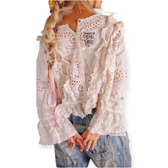 Magnolia Pearl Hermione Eyelet Blouse TOP 2194-MOON-OS - Picture 14 of 16